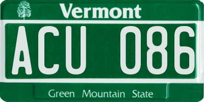 VT license plate ACU086
