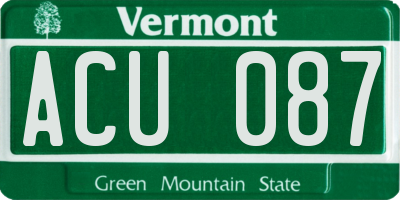 VT license plate ACU087