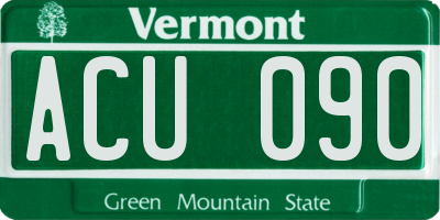 VT license plate ACU090