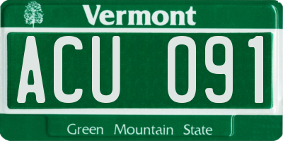 VT license plate ACU091