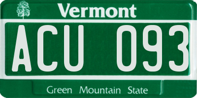 VT license plate ACU093