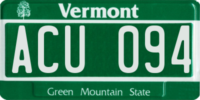 VT license plate ACU094