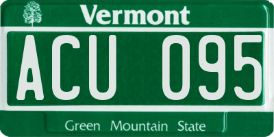 VT license plate ACU095
