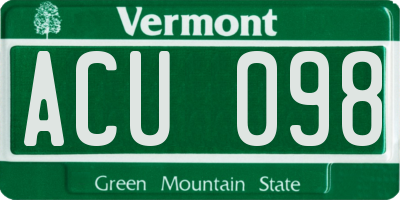 VT license plate ACU098