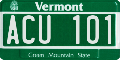 VT license plate ACU101