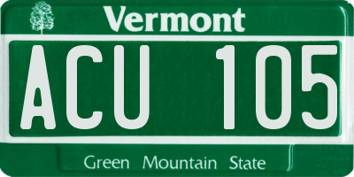 VT license plate ACU105