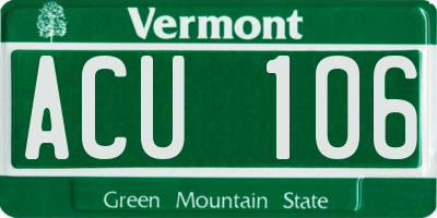 VT license plate ACU106