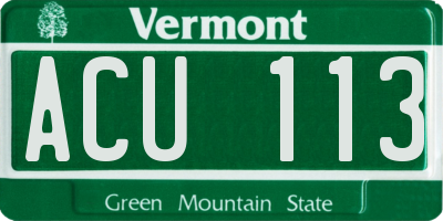VT license plate ACU113