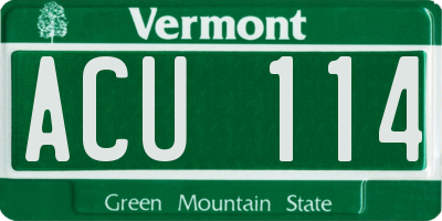 VT license plate ACU114