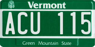 VT license plate ACU115