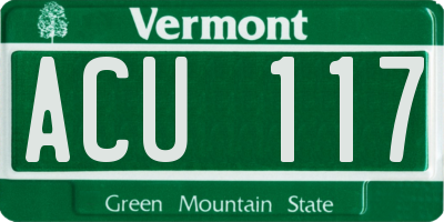VT license plate ACU117