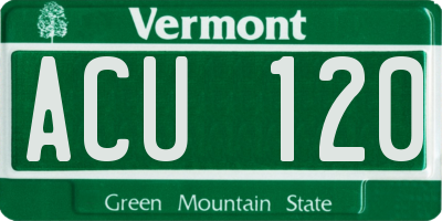 VT license plate ACU120
