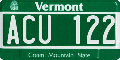 VT license plate ACU122