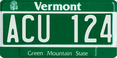 VT license plate ACU124