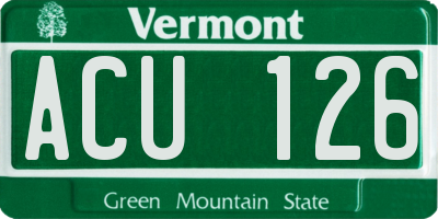 VT license plate ACU126