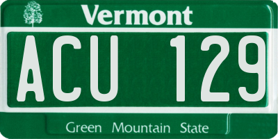 VT license plate ACU129