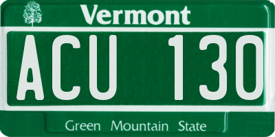 VT license plate ACU130