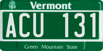 VT license plate ACU131
