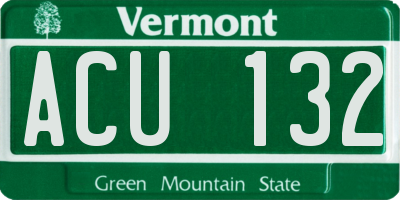 VT license plate ACU132