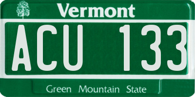 VT license plate ACU133