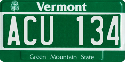 VT license plate ACU134