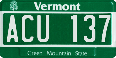 VT license plate ACU137