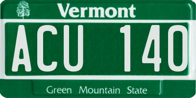 VT license plate ACU140