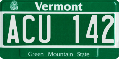 VT license plate ACU142