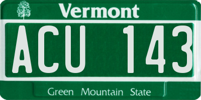 VT license plate ACU143