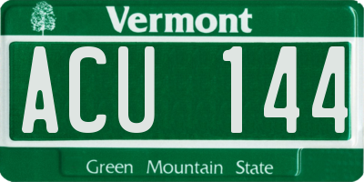 VT license plate ACU144