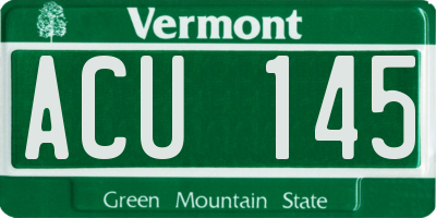 VT license plate ACU145