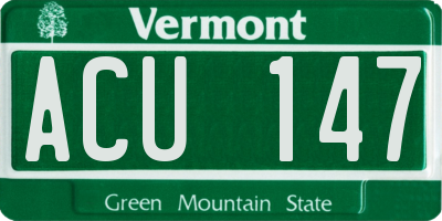 VT license plate ACU147
