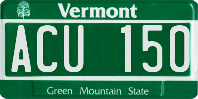 VT license plate ACU150