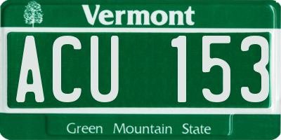 VT license plate ACU153