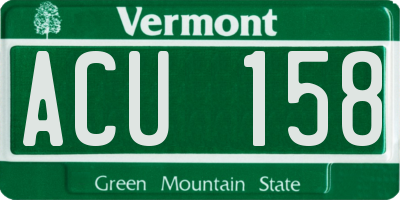 VT license plate ACU158