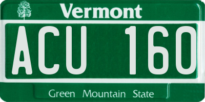 VT license plate ACU160