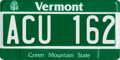 VT license plate ACU162