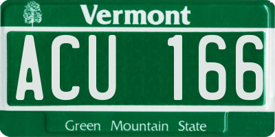 VT license plate ACU166