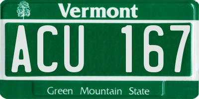 VT license plate ACU167