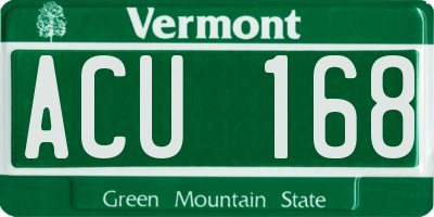 VT license plate ACU168