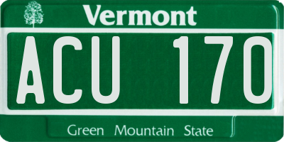 VT license plate ACU170