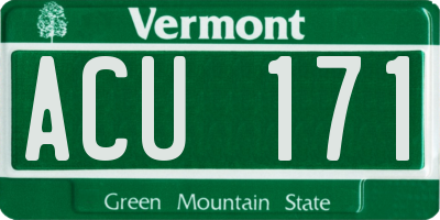 VT license plate ACU171