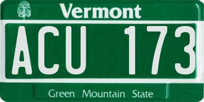 VT license plate ACU173