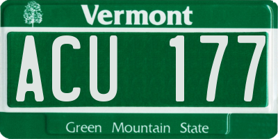 VT license plate ACU177