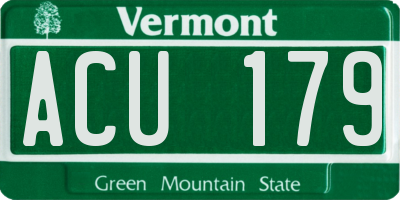 VT license plate ACU179