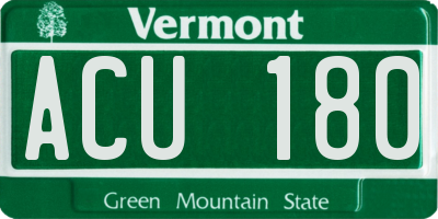 VT license plate ACU180