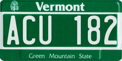 VT license plate ACU182