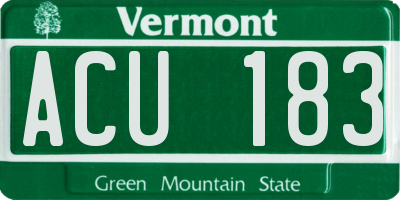 VT license plate ACU183