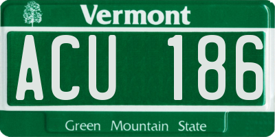 VT license plate ACU186