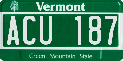 VT license plate ACU187